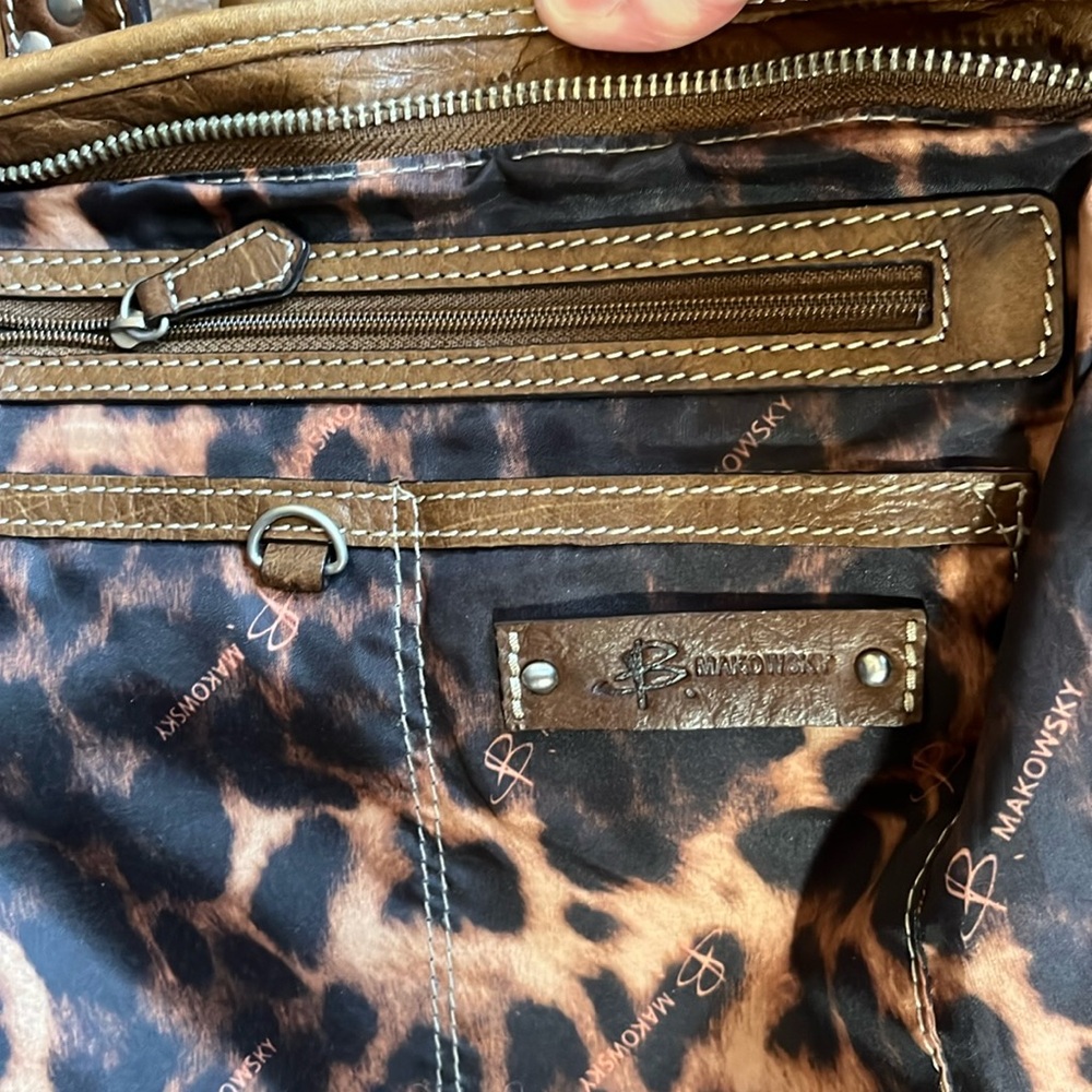 B. MAKOWSY satchel bag studded brown leather - Picture 9 of 16